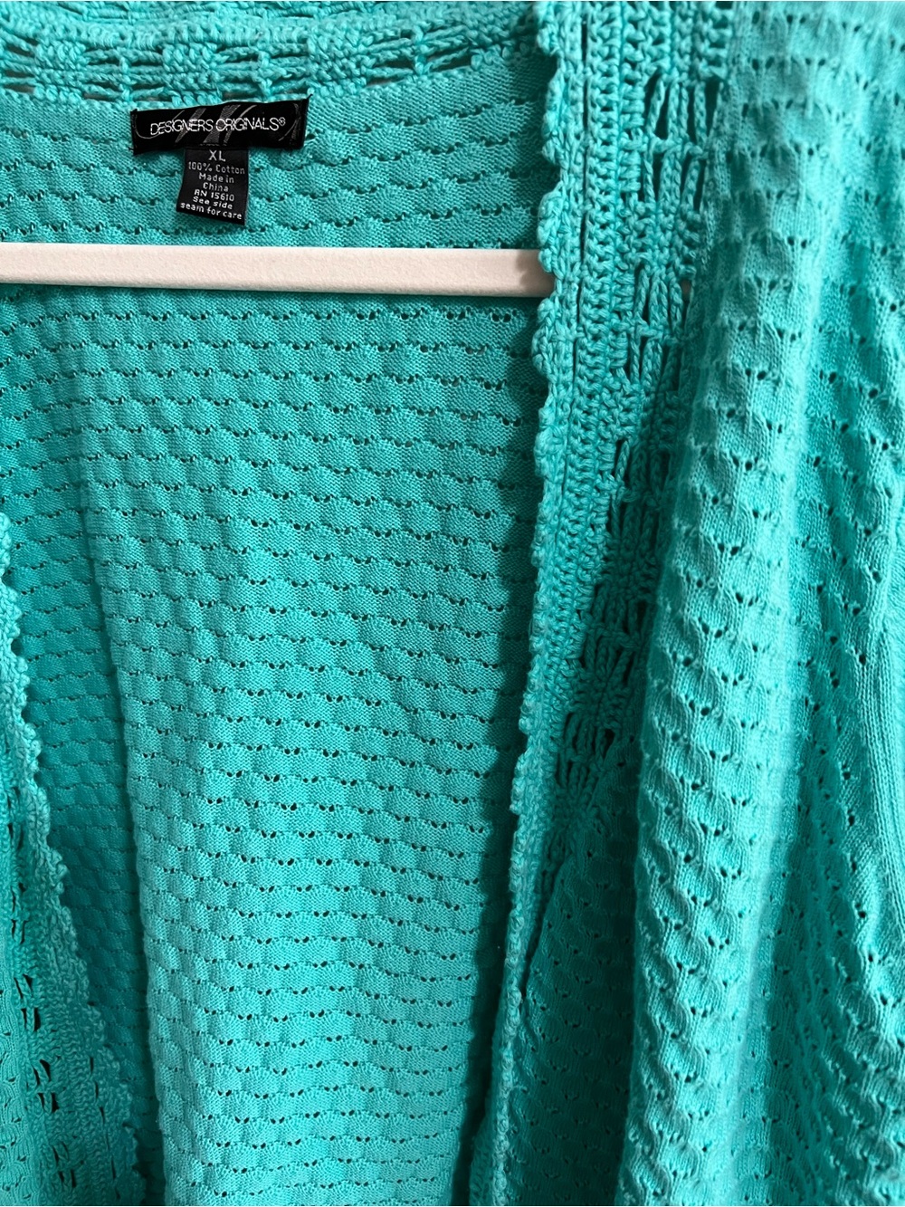 Designers Originals Turquoise Crochet Cardigan